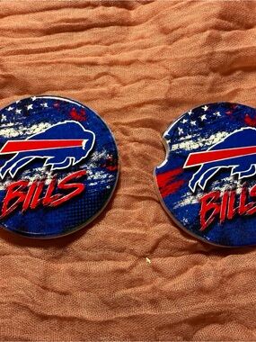 Buffalo Blue Round Car Coaster Set - Team Logo Drink Holders